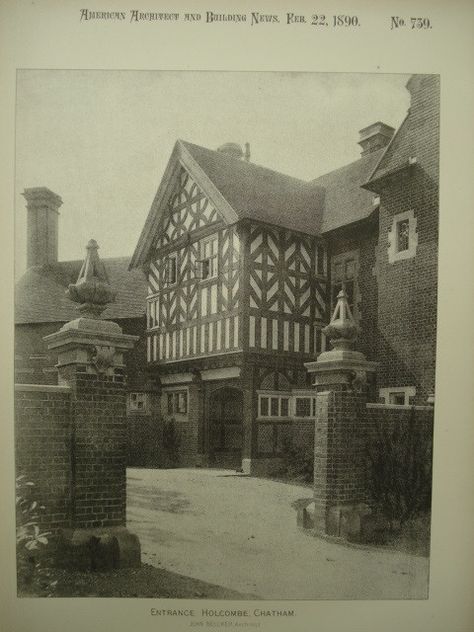 Entrance to Holcombe , Chatham, North Kent, England, UK, 1890, John Belcher Old Chatham, Chatham Kent, Kent England, February 22, England Uk, Browning, Old Photos, Entrance, England