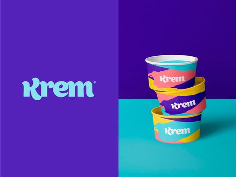 Sweet Packaging, Ice Cream Logo, Cream Packaging, Ice Cream Packaging, Ice Cream Design, Ice Cream Brands, Desain Editorial, Ice Cream Shop, Logo Food