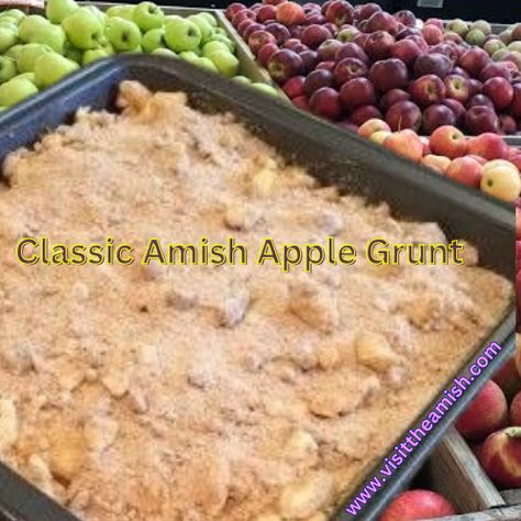 Amish Apple Scrapple, Apple Grunt Recipe, Amish Recipes Authentic, Amish Desserts, Amish Baking, Unusual Names, Bisquick Recipes, Good Pie, German Recipes