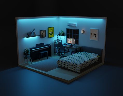 Isometric room 3D - Smartlighting room on Behance Isometric Room 3d, Urban Room Decor, Isometric Rooms, Sims Room, Isometric Room, Urban Rooms, Smart Room, Ads Creative Advertising Ideas, Advertising Ideas