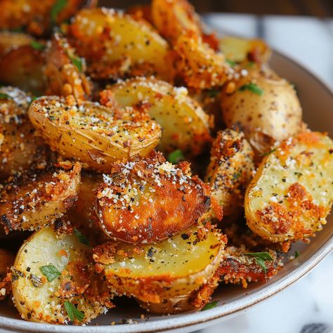 Indulge in "Golden Delight: Crispy Crunchy Parmesan Potatoes," a side dish that promises to elevate your dining experience with its irresistibly crispy exterior and fluffy interior. These potatoes are tossed in a savory blend of Crispy Crunchy Parmesan Potatoes, Crunchy Parmesan Potatoes, Elegant Dishes, Crispy Parmesan Potatoes, Meatloaf Casserole, Parmesan Potatoes, How To Cook Potatoes, Crispy Potatoes, Sliced Potatoes