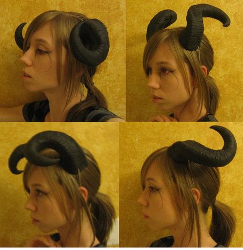 Woman With Horns Art, Mythical Creatures Costumes Diy, Demon Costume Female, Costume Ange, Faun Costume, Horned Demon, Diy Horns, Horns Costume, Demon Costume