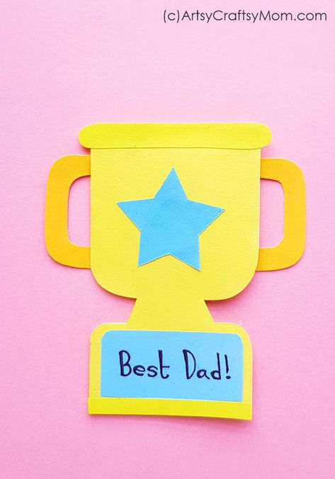 Father Days Craft Ideas, Fathers Day Cards For Kids, Father's Day Crafts For Kids, Trophy Craft, Fathers Day Craft, Diy Father's Day Cards, Diy Father's Day Crafts, Fathers Day Poems, Card Fathers Day