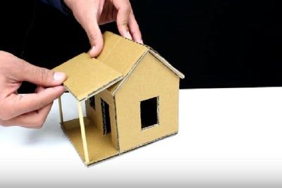 How to Make Cardboard House at Home With Little Budget: 6 Steps Cardboard House Craft, House Making Craft, Things To Make Out Of Cardboard, House From Cardboard, Cardboard Houses For Kids, Cardboard Box Houses, Cardboard Crafts Kids, Cardboard Houses, Chirstmas Decor