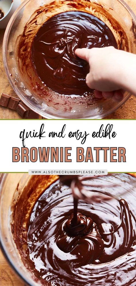 Quick and Easy Edible Brownie Batter Brownie Batter Recipe, Edible Brownie Batter Recipe, Edible Brownie Batter, Raw Brownies, Dairy Free Brownies, Chocolate Recipes Easy, Brownies Recipe Homemade, Batter Recipe, Delicious Brownies