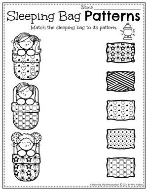 Camping Worksheets For Preschool, Camping Activities For Preschool, Sleeping Bag Craft, Camping Worksheets, Preschool Camping, Camping Preschool, Preschool Binder, Sleeping Bag Pattern, Camping Classroom