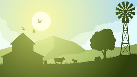 Farmland silhouette landscape vector illustration. Scenery of livestock cow and goat in the countryside farm. Rural landscape for illustration, background or wallpaper Farmland Illustration, Landscape Vector Illustration, Landscape Vector, Tree Saw, Illustration Background, Rural Landscape, Cityscape Photos, Landscape Illustration, Logo Banners