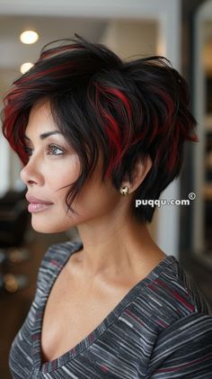 Black Hair With Red, Hair With Red Highlights, Black Hair With Red Highlights, Half And Half Hair, Edgy Vibes, Black Red Hair, Mod Hair, Dip Dye Hair, White Hair Color