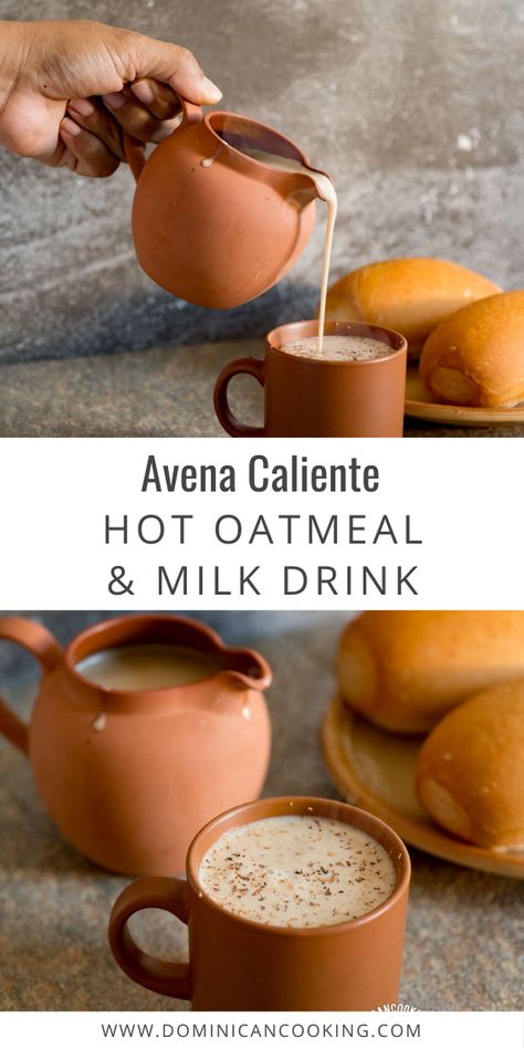 Avena Caliente (Oatmeal and Milk Hot Drink) was often served with breakfast when I was a kid. Practical, simple, quick to make and inexpensive, this is one of our favorite recipes. #avena #caliente #oatmeal #dominicanrecipe #dominicancooking #simplebyclara @SimpleByClara | dominicancooking.com Spanish Milk Drink, Oatmeal Drinks Healthy, How To Make Avena Drink, How To Make Avena, Atole Recipe Mexican Oatmeal, Dominican Avena Recipes, Spanish Oatmeal Recipes, Mexican Oatmeal Drink, Oatmeal Water Recipe