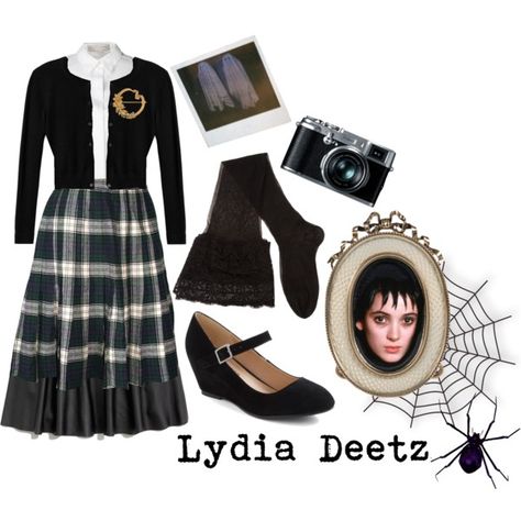 "Lydia Deetz" by dandelionapril on Polyvore Lydia Deetz School Uniform, Spooky Cosplay, Cute All Black Outfits, Beetlejuice Outfits, Elaborate Costumes, Gothic Things, Book Outfits, Couple Cosplay, Sophisticated Lady