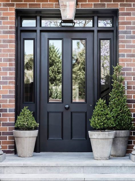 These beautiful front doors from the pages of *House & Garden* make a stunning first impression. Refinished Doors, Exterior Windows, Porte In Ferro, Front Door Inspiration, Black Front Door, Door Awning, Brick Cottage, Front Door Styles, Beautiful Front Doors