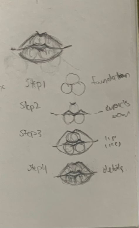 step by step how to draw lips How To Draw Smirking Lips, Lips Sketch Reference, Aesthetic Drawing Step By Step, How To Draw Lips Simple, Drawing Ideas Lips Sketch, Human Lips Drawing, Lip Doodles Sketch, Step By Step Body Sketch, Lip Tutorial Step By Step