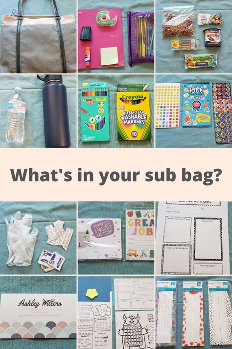 Supply Teaching Activities, Substitute Teacher Cards Business, Substitute Teacher Kit, Substitute Must Haves, Teacher Aide Must Haves, Substitute Teacher Ideas Activities, Substitute Teacher Rewards, Substitute Teacher Reward System, Substitute Teaching Bag