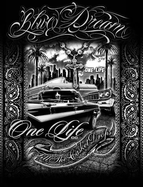 One Life.....Aztlan.                                                                                                                                                                                 More Chicana Aesthetic, Chicano Love, Cholo Style, Latino Art, Arte Cholo, Mexican Culture Art, Cholo Art, Lowrider Art, Chicano Tattoo