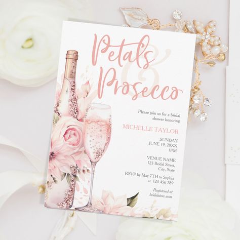 Petals Prosecco, Petals And Prosecco Bridal, Petals And Prosecco, Boho Blush Pink, Pink Floral Bridal Shower, Summer Invitation, Bridal Shower Planning, Bridal Brunch Invitations, Summer Bridal Showers