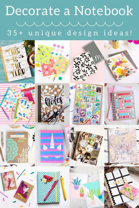 Get notebook cover ideas that are perfect for office or school! These 35+ DIY notebook ideas are easy for both kids and adults to make. Notebook Ideas Cover Design Diy, Diy Notebook Ideas, Notebook Decoration Ideas, Notebook Cover Ideas, Empty Journal, Diy Notebooks, Notebook Decoration, Diy Notebook Cover, Aesthetic Notebook