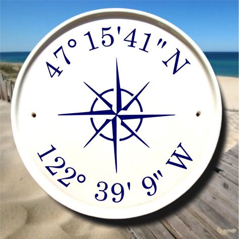 Nautical Compass / Coordinates Sign / Latitude Longitude Gifts / Sailboat Decor / Nautical Signs / GPS Coordinates/ Beach House Gift/Ceramic by AddressPlaquesPlus on Etsy (null) Coastal Signs, Latitude Longitude Sign, Coordinates Sign, Beach Safety, Sailboat Decor, Cottage Style Interiors, Nautical Signs, Beach House Gift, House Plaques