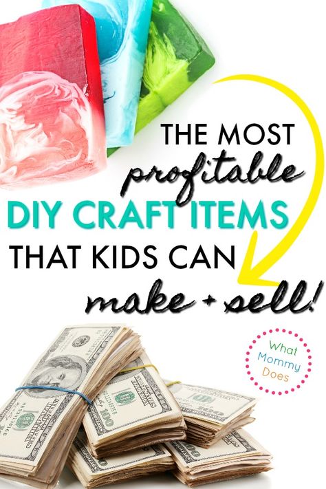 17 Best Things for KIDS to Make and Sell! A great list of things to make and sell at school events or craft fairs…all easy ideas anyone can do, from young kids to tweens to teens. Part of a series on ways to make extra money from home. | easy DIY projects to make money, essential oil & bath bomb ideas + best selling items! #moneymakingideas #makemoney #extracash Kids Crafts To Sell, Profitable Crafts, Sell Easy, Things For Kids, Crafts For Teens To Make, Diy Projects To Sell, Diy Crafts For Adults, Diy Money, Sell Diy