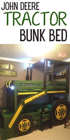 Kids Tractor Room, Tractor Toddler Bed, John Deere Bed, Tractor Boys Room, John Deere Crafts, John Deere Bedroom, Tractor Bedroom, John Deere Room, Tractor Room