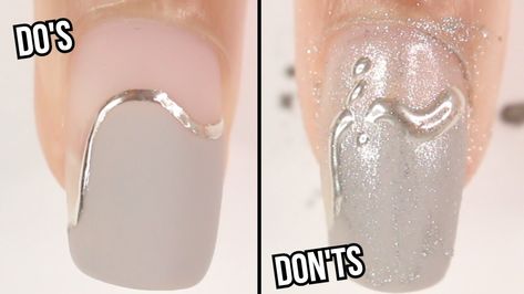 DOs & DON'Ts: CHROME POWDER NAIL ART | how to use chrome powder on nails | gel nail polish at home  #outfitideas #hairstyles,  #tattooideas  #nails halloween nails  fall outfits cool sunglasses   #Nail #nailart #naildosanddonts #nailhacks #nails #nailtips #stripingtape Check more at... Chrome Nails Diy, Gel Nail Polish At Home, Gel Chrome Nails, Nail Art Chrome, Chrome Nail Designs, Line Nail Designs, White Chrome Nails, Gold Chrome Nails, Chrome Nail Polish