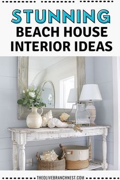 Elevate your beach house interiors with chic designs and ideas for small and large spaces. Design luxurious living rooms and bedrooms using coastal styles, featuring white and blue palettes along with nautical and tropical decor touches.Clear chat Small Coastal Living Room Ideas, Beach House Interior Ideas, Beach Condo Decorating Ideas, Small Beach House Interior, Southern Beach House, Small Coastal Living Room, Coastal Modern Living Room, Boho Beach House Decor, Beach Condo Decor