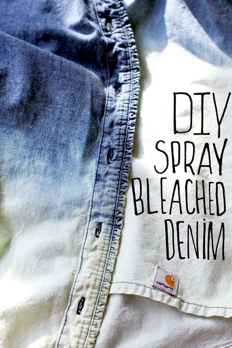 #DIY bleached #denim Use Clorox cleaning spray Bleach Jeans Diy, Flannel Shirt Refashion, Bleach Shirt Diy, Bleaching Clothes, Ropa Upcycling, Bleached Flannel Shirt, Bleached Flannel, Bleach Pen, Bleached Jeans