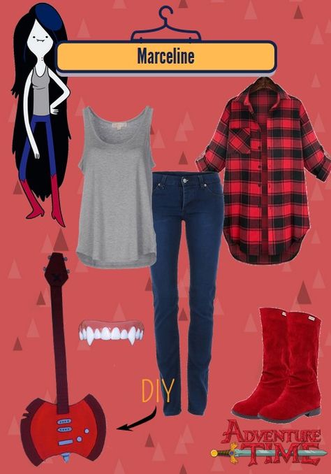 Adventure Time - Marceline Outfit | Get more Halloween costume ideas on Eklek Tick! Marceline Clothes Outfits, Adventure Time Fashion, Halloween Costumes Marceline, Marceline Adventure Time Cosplay, Adventure Time Marceline Outfits, Adventure Time Costume Ideas, Marceline Inspired Outfits, Ideas Halloween Disfraces, Cosplay Ideas Easy