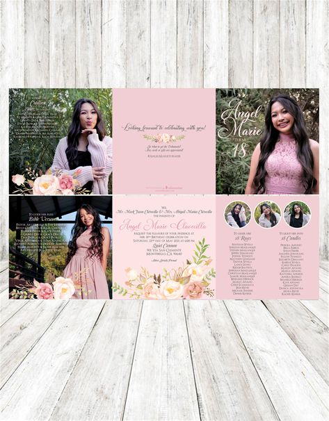 Angel's 18th Birthday Debut Rose Gold Floral Themed Invitation, USA - Invitations by Dianne Tan - Philippines Debut Invitation Ideas Free Printable, Pink Debut Invitation, Debut Caption Ideas, Invitation Card Design Debut, 18th Debut Invitation Ideas, 18th Birthday Invitation Card Ideas, Invitation Card For Debut, 18th Invitation Card, Debut Design Ideas