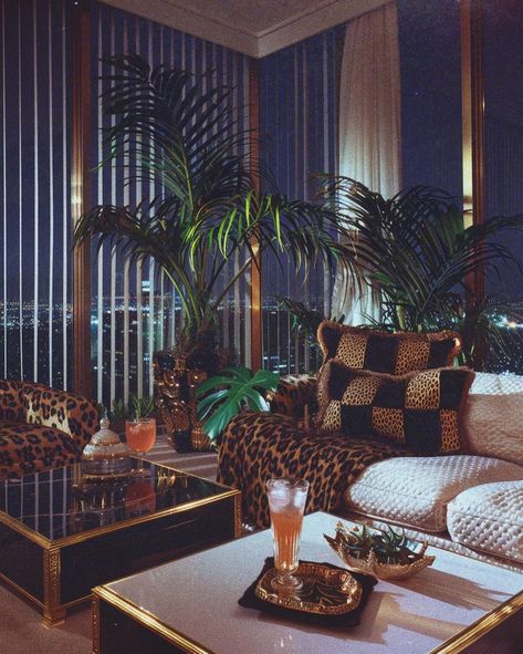 POV: Your leopard penthouse in 1986 🐆 [AI] Get your wall posters on liminaldestinations.com and AI prompts on Ko-fi (links in bio!) • • • • #80sinterior #1980sinterior #80saesthetic #1980s #80svibes #80snostalgia #80sdecor #80s #80spenthouse #80smansion #vintage #interiordesign #homedecor #luxuryhomes #midcentury #midcenturymodern #postmodern #luxury #liminal #vaporwave #retrowave Liminal Vaporwave, Miami Art Deco Interior, 80s Architecture, 80s Living Room, 90s Living Room, 80s Miami, 1980s Interior, 80s Interior Design, 90s Decor