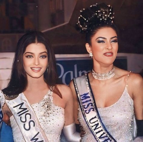 Aishwarya Rai and sushmita sen  Miss World and miss universe   #aish #bollywood #missworld1994 Aishwarya Rai Movies, Aishwarya Rai Wedding Pictures, Flirty Quotes For Her, Aishwarya Rai Pictures, Vintage Photography Women, 90s Bollywood Aesthetic, Sushmita Sen, Bollywood Posters, 90s Bollywood