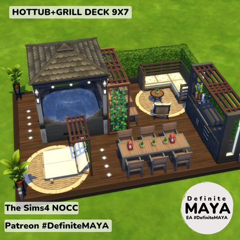 Sims 4 Backyard Garden Ideas, Sims 4 Deck Ideas, Sims Patio Ideas, Sims Outdoor Ideas, Sims Patio, Sims 4 Patio Ideas, The Sims 4 Garden Ideas, Sims Backyard Ideas, Sims 4 Outdoor Ideas