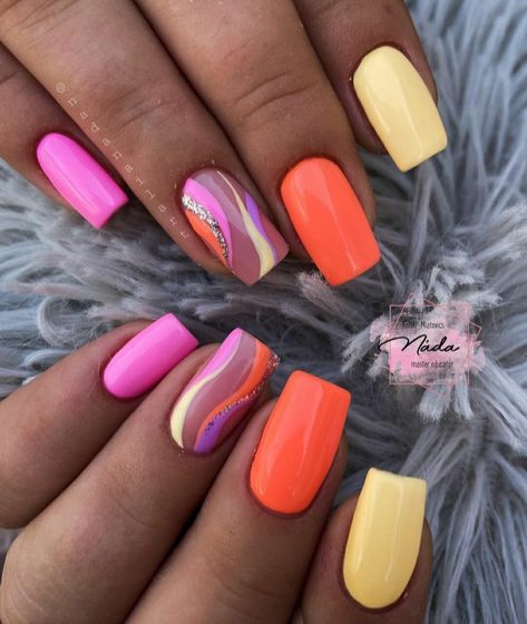 Summer Nails 2023, Perfect Ten, Summer Gel Nails, Spring Acrylic Nails, Nails Art Designs, Colorful Nails, Summery Nails, Vibrant Nails, Makijaż Smokey Eye