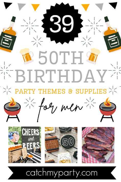 39 MOST POPULAR Men's 50th Birthday Party Ideas (2024)🍺 Men’s 50th Birthday Party, Themes For 50th Birthday For Men, 50th Birthday Bbq Party Ideas For Men, Men’s 50th Bday, 50th Birthday Party Theme For Men, Birthday Cookout Ideas, Husbands 50th Birthday Ideas, 50th Birthday Themes Men, 50 Th Birthday Party Ideas For Men