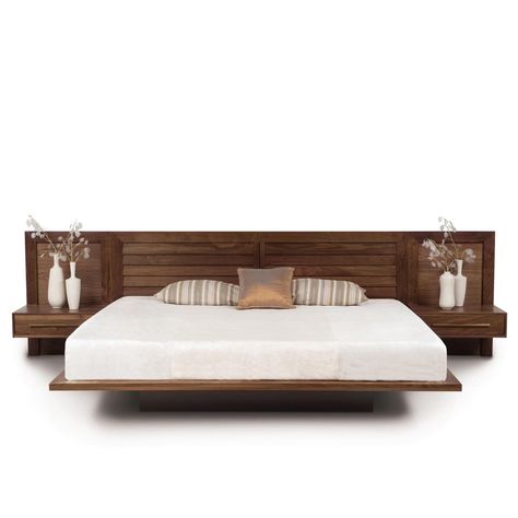 Copeland Moduluxe Bed with Nightstands Bed With Nightstands, Modern Wooden Bed, Wooden Bed With Storage, Wooden King Size Bed, Bed Designs With Storage, Platform Bed Designs, Bed Frame Design, Wooden Bed Design, Bed Design Modern