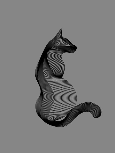 Cat in moire, blend tool illustrator   #illustration #ideas #cat #blend #illustrator #design Cat Graphic Design Illustration, Blend Tool Design, Blend Art Illustrator, Cats Graphic Design, Blend Illustrator Design, Blending Illustrator, Graphic Design Illustration Ideas, Blend Illustrator, Op Art Ideas