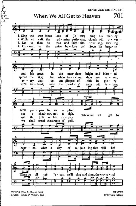 When We All Get To Heaven, Printable Hymns, Gospel Song Lyrics, Music Key, Hymns Of Praise, Hymn Sheet Music, Hymn Music, Christian Lyrics, Worship Songs Lyrics