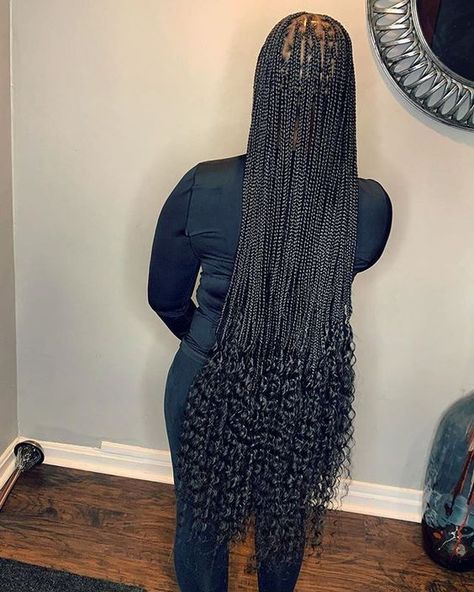 50 Box Braids Protective Styles on Natural Hair with Full Guide – Coils and Glory 50 Inch Knotless Braids, Box Braids Protective Styles, Women Braids Hairstyles, Styles On Natural Hair, Braids Protective Styles, Box Braids With Curly Ends, Real Rapunzel, Braids With Curly Ends, Sleek Braid