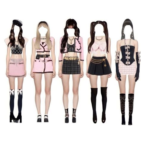 Stage Outfits Ideas 5 Members, 5 Member Stage Outfit, Stage Outfits 5 Members, 5 Member Girl Group Outfits, 5 Member Girl Group, Kpop Award Show Outfits, Girl Group Outfits, Cute Concert Outfits, Bff Matching Outfits