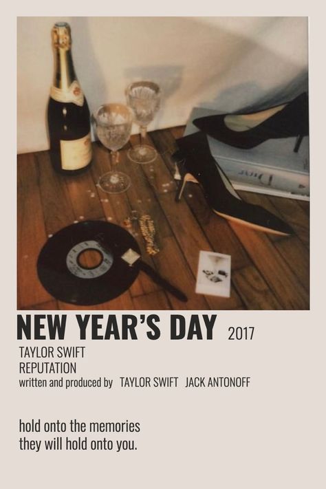 New Years Day Poster Taylor Swift, Midnights Taylor Swift Minimalist Poster, Reputation Polaroids, Taylor Swift New Years Day, Taylor Swift Polaroid Poster, Taylor Polaroid, Polaroid Songs, Taylor Swift Polaroid, Reputation Aesthetic