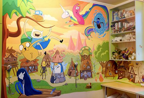 Commercial mural for the teen's room. With all respect and love to Pendleton Ward, Dan James and Co. Adventure Time Nursery Ideas, Adventure Time Room Ideas, Adventure Time Bedroom Ideas, Adventure Time Mural, Adventure Time Room Decor, Adventure Time Nursery, Adventure Time Bedroom, Adventure Time Decor, Tater Tot Casserole With Chicken