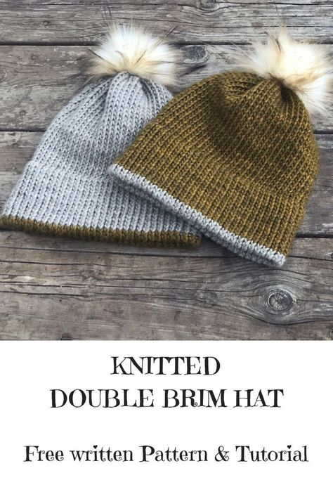 Hats Knitted, Hat Patterns Free, Easy Knitting Projects, Knitting Patterns Free Hats, Beginners Knitting, Hat Knitting Patterns, Granny Squares, Easy Knitting, Brim Hat