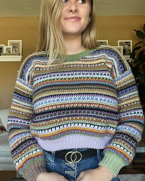 Tunisian Crochet Jumper, Tunisian Crochet Clothes, Tunisian Crochet Sweater, Crochet Striped Sweater, Fine Crochet, Instagram Photo Dump, Crocheted Stuff, Sweater Ideas, Crochet Jumper