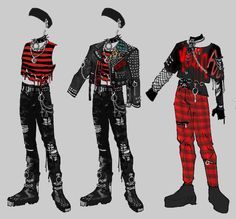 Punk Fashion Inspiration, Pop Rock Aesthetic Outfits, Punk Tiefling, Modern Punk Fashion Male, Alt Rock Fashion, Punk Rock Fashion Mens, Punk Outfit Drawing, Punk Rock Style Outfits, Pop Rock Outfit