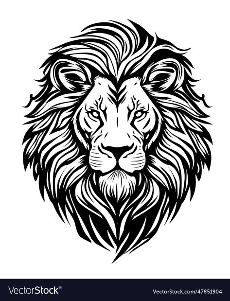 Tattoo Lion Design, Lion Vector Art, Lion Head Drawing, Tattoo Logo Design, Lion Tattoo On Finger, Lion Black And White, Drawing Tattoo Design, Lion Stencil, Lion Hand Tattoo