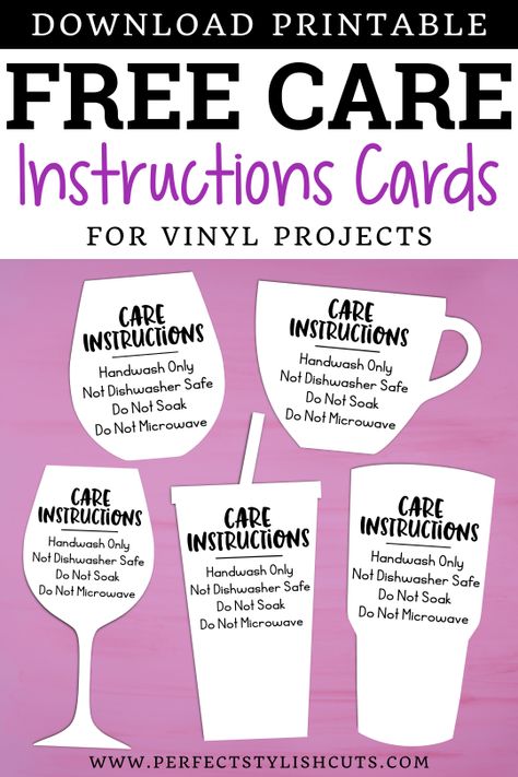 Vinyl Cup After Care, Glass Coffee Cup Cricut Ideas, Cricut Care Instructions, Care Cards For Tumblers, Tumbler Care Card Free Printable, Cold Activated Vinyl Ideas, Vinyl Care Instruction Card, Svg For Tumblers Free, Vinyl Ideas For Cups