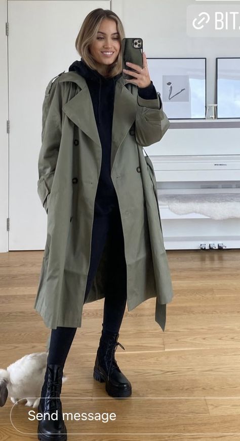 Trenchcoat Outfit, Fall Coat Outfit, Trenchcoat Style, Trench Outfit, Home Wear Women Summer, Green Trench Coat, Khaki Trench Coat, Home Wear Women, Home Wear Women Casual