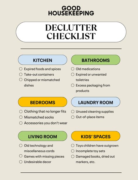 This Is How to Declutter Your Home Without Getting Overwhelmed Room Declutter Checklist, Room Declutter, Lego Table With Storage, Best Closet Organization, Declutter Checklist, Planning A Move, Take Out Containers, Old Technology, How To Declutter