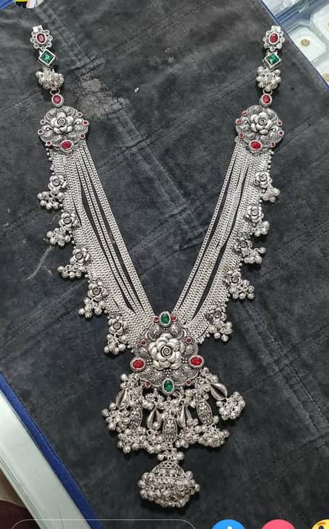 Chandi Necklace Set Design, Kamar Juda Design Silver, Kamar Kandora Design Silver, Kandora Dizain Silver, Juda Design, Trendy Silver Jewelry, Silver Anklets Designs, Silver Payal, Oxidized Jewellery