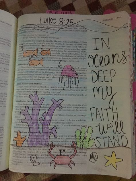 Luke 8:25 Luke 8 Bible Journaling, Luke 8, Scripture Journal, Bible Journaling Ideas Drawings, Bible Doodling, Luke 2, Christian Girl, Scripture Journaling, Bible Art Journaling