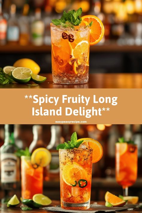 A vibrant Long Island Iced Tea garnished with fresh orange slices, lime, jalapenos, and mint, perfect for spicy and fruity nights. Best Long Island Iced Tea Recipe, Long Island Iced Tea Recipe Best, Long Island Iced Tea Recipe, Quick Sweets, Iced Tea Recipe, Peach Vodka, Women In Their 30s, Easy Zucchini Recipes, Strawberry Vodka